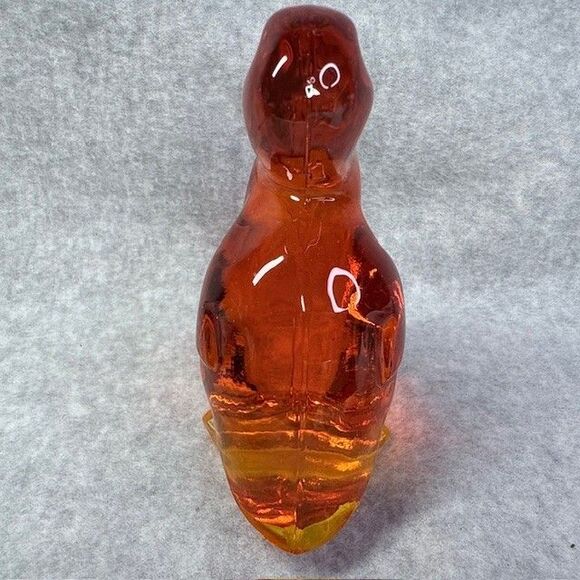 Vintage 1960s Viking Art Glass Amber Duck Epic Line Tucked Bill 4-1/2" Figurine - Picture 5 of 9